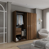 Closet Berlin Gales y Wengue 180x200cm Con Cuatro Cajones y Dos Entrepaños - CLOSETS | Bylmo