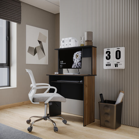 Centro de Computo Sevilla Gales y Negro 71x112cm Moderno - ESCRITORIOS | Bylmo