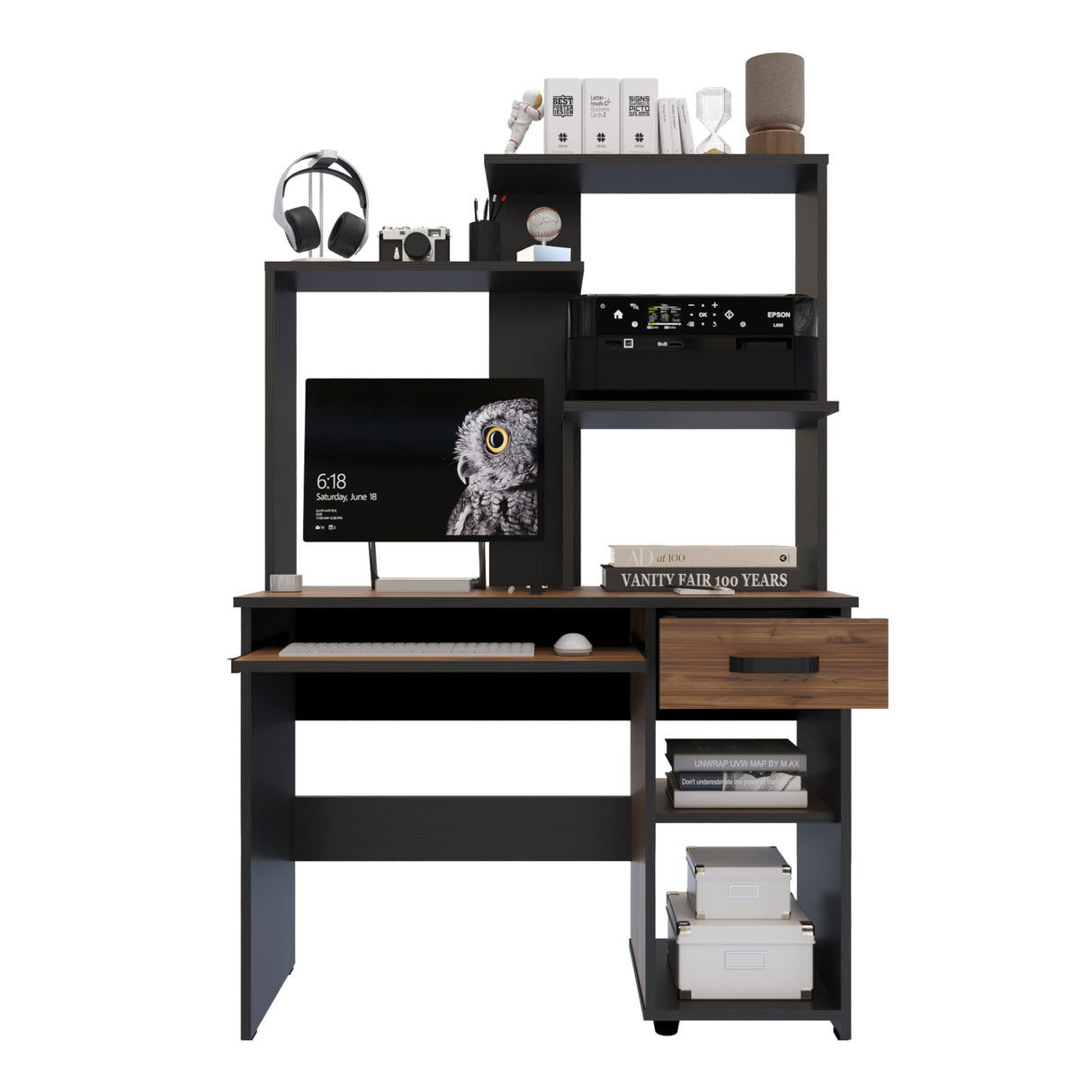 Centro de Computo Cordoba Gales y Negro 106x160cm Moderno - ESCRITORIOS | Bylmo