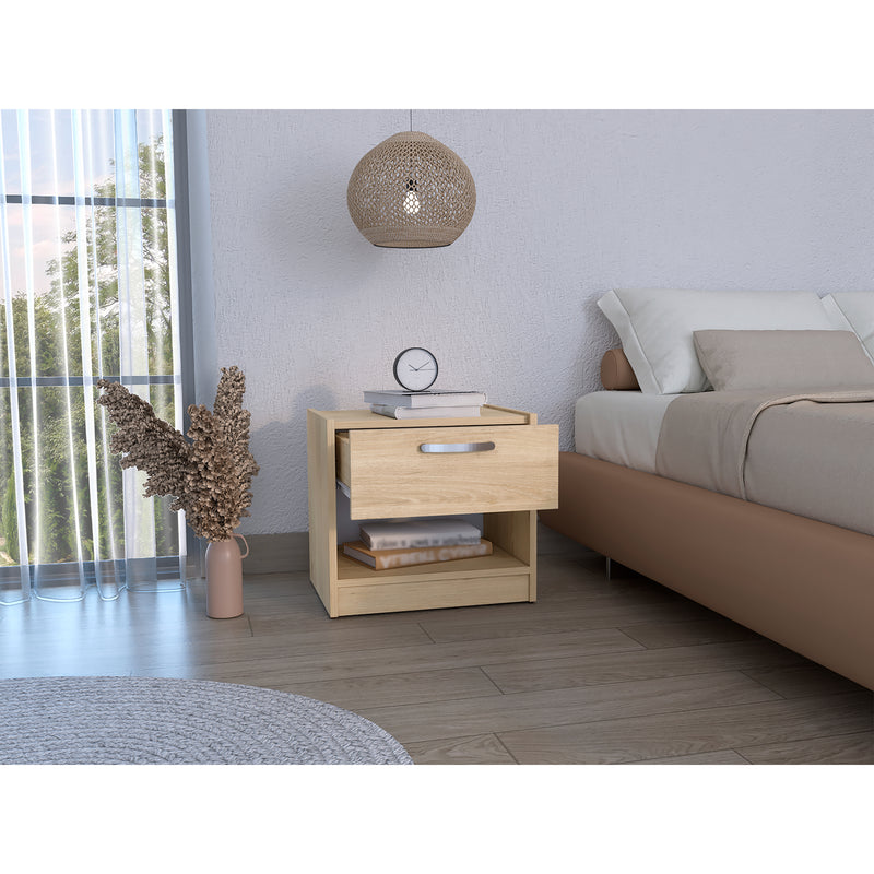 Mesa De Noche Palmar Rovere Y Blanco 44x40.6cm Con Dos Compartamientos