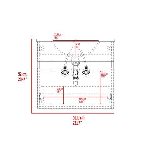 Mueble para Lavamanos Aydin Ceniza 59.1x52cm Flotante Sin Lavamanos - MUEBLES PARA LAVAMANOS | Bylmo