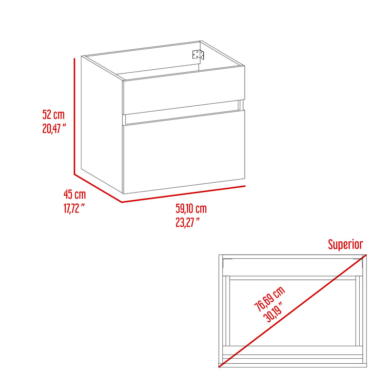 Mueble Para Lavamanos Aydin Wengue 59.1x52cm Flotante Sin Lavamanos