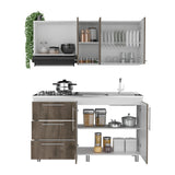 Cocina Alarcon Bellota y Blanco 150x60cm Con Mesón Estufa y Pozuelo Perforacion Derecha - COCINAS | Bylmo