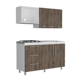 Cocina Alarcon Bellota y Blanco 150x60cm Con Mesón Estufa y Pozuelo Perforacion Derecha - COCINAS | Bylmo