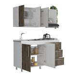 Cocina Alarcon Bellota y Blanco 150x60cm Con Mesón Estufa y Pozuelo Perforacion Izquierda - COCINAS | Bylmo