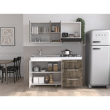 Cocina Alarcon Bellota y Blanco 150x60cm Con Mesón Estufa y Pozuelo Perforacion Izquierda - COCINAS | Bylmo