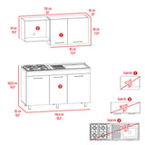 Cocina Miro Eco Duna y Blanco 150x60cm Con Mesón Estufa y Pozuelo Perforacion Derecha - COCINAS | Bylmo