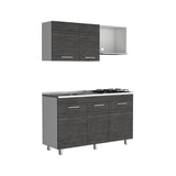 Cocina Miro Ceniza y Blanco 150x60cm Con Mesón Estufa y Pozuelo Perforacion Izquierda - COCINAS | Bylmo