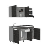 Cocina Miro Ceniza y Blanco 150x60cm Con Mesón Estufa y Pozuelo Perforacion Izquierda - COCINAS | Bylmo