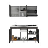 Cocina Miro Ceniza y Blanco 150x60cm Con Mesón Estufa y Pozuelo Perforacion Izquierda - COCINAS | Bylmo
