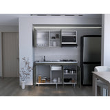 Cocina Miro Ceniza y Blanco 150x60cm Con Mesón Estufa y Pozuelo Perforacion Izquierda - COCINAS | Bylmo