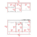 Cocina Miro Ceniza Y Blanco 150x60cm Con Mesón Estufa Y Pozuelo Perforacion Izquierda