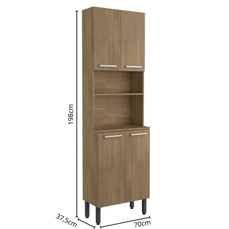 Alacena Rovere 70x198cm Con Cuatro Puertas y Con Patas - ALACENAS Y MUEBLES MICROONDAS | Bylmo