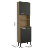 Alacena Negro y Grafito 70x198cm Con Cuatro Puertas y Con Patas - ALACENAS Y MUEBLES MICROONDAS | Bylmo