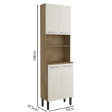 Alacena Off White y Blanco 70x198cm Con Cuatro Puertas y Con Patas - ALACENAS Y MUEBLES MICROONDAS | Bylmo