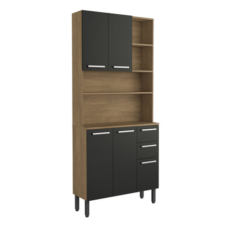 Alacena Negro y Grafito 105x198cm Con Cinco Puertas y Con Patas - ALACENAS Y MUEBLES MICROONDAS | Bylmo