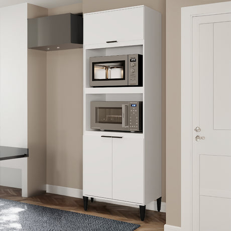 Alacena Blanco 70x220cm Con Tres Puertas y Con Patas - ALACENAS Y MUEBLES MICROONDAS | Bylmo