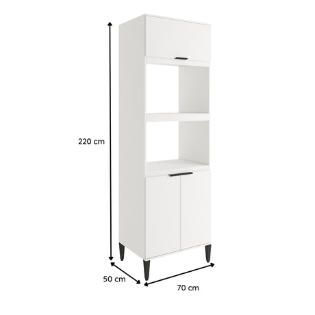 Alacena Blanco 70x220cm Con Tres Puertas y Con Patas - ALACENAS Y MUEBLES MICROONDAS | Bylmo