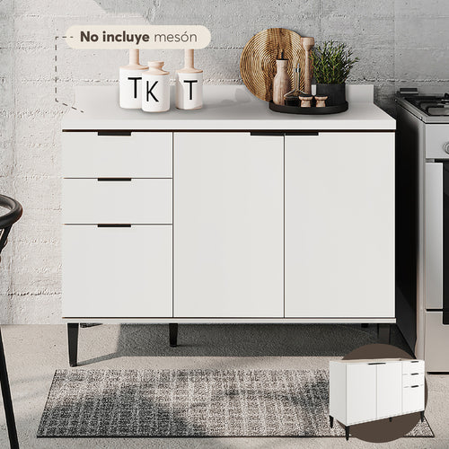 Mueble Inferior De Cocina Blanco 120x87cm Sin Mesón Y Sin Estufa