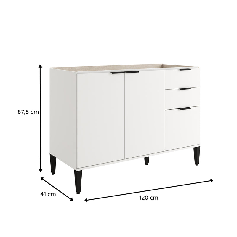 Mueble Inferior De Cocina Blanco 120x87cm Sin Mesón Y Sin Estufa