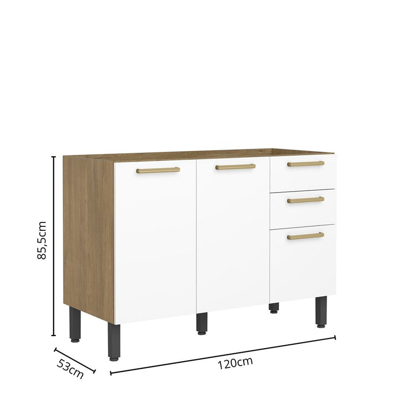 Mueble Inferior De Cocina Blanco 120x85.5cm Sin Mesón Y Sin Estufa