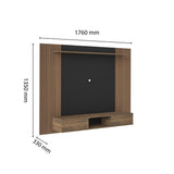 Panel de TV Pino Ripiado y Negro 176x135cm Flotante para Tv Hasta 75 Pulgadas - MUEBLES DE TV | Bylmo