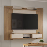 Panel de TV Roble y Blanco 176x135cm Flotante para Tv Hasta 75 Pulgadas - MUEBLES DE TV | Bylmo