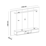 Panel De Tv Roble Y Blanco 176x135cm Flotante Para Tv Hasta 75 Pulgadas