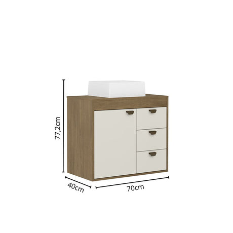 Mueble para Lavamanos Off White 70x77.2cm Sin Lavamanos y Con Tres Cajones - MUEBLES PARA LAVAMANOS | Bylmo