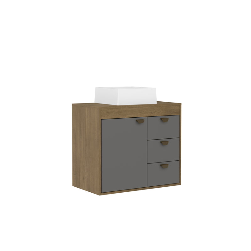 Mueble Para Lavamanos Gris 70x77.2cm Sin Lavamanos Y Con Tres Cajones