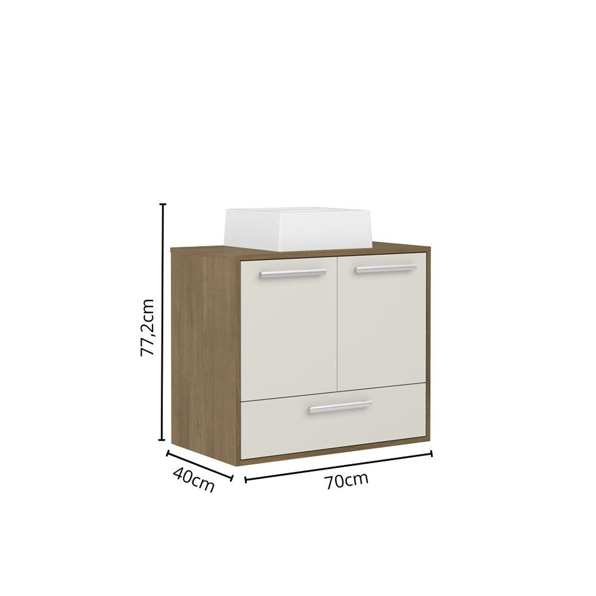 Mueble para Lavamanos Off White 70x77.2cm Sin Lavamanos y Con Dos Cajones - MUEBLES PARA LAVAMANOS | Bylmo