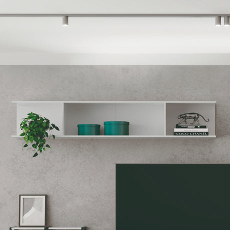 Repisa Rectangular Decor Blanco 78x27cm de Piso con Tres Entrepaños - REPISAS | Bylmo