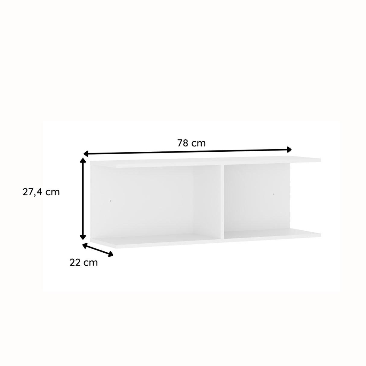 Repisa Rectangular Decor Blanco 78x27cm de Piso con Tres Entrepaños - REPISAS | Bylmo