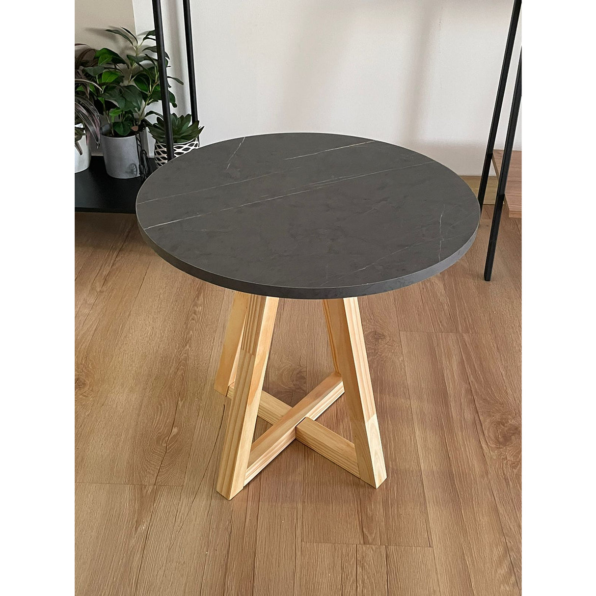 Mesa Auxiliar Circular Cotton Onix 47x46cm Moderno - MESAS AUXILIARES | Bylmo