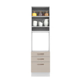 Mueble Auxiliar de Cocina Agata Blanco y Crema 60x225cm Con Patas y Mesón de Madera - BARRAS Y MUEBLES AUXILIARES | Bylmo