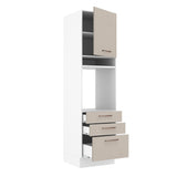 Mueble Auxiliar de Cocina Agata Blanco y Crema 60x225cm Con Patas y Mesón de Madera - BARRAS Y MUEBLES AUXILIARES | Bylmo