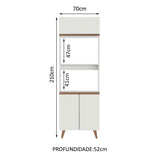 Mueble Auxiliar de Cocina Reims Blanco 70x210cm Con Patas y Mesón de Madera