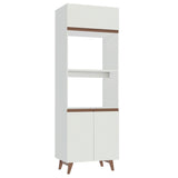 Mueble Auxiliar de Cocina Reims Blanco 70x210cm Con Patas y Mesón de Madera
