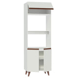 Mueble Auxiliar de Cocina Reims Blanco 70x210cm Con Patas y Mesón de Madera