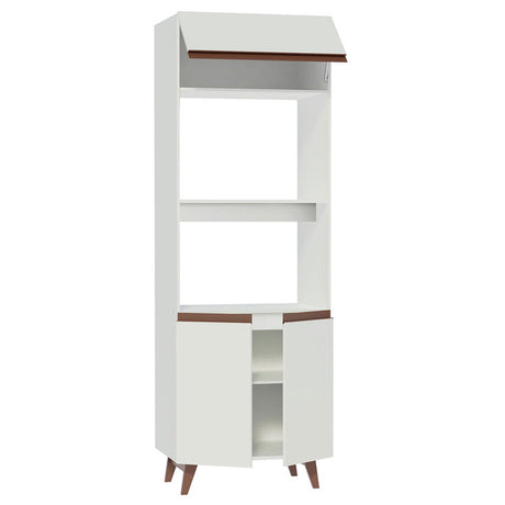 Mueble Auxiliar de Cocina Reims Blanco 70x210cm Con Patas y Mesón de Madera