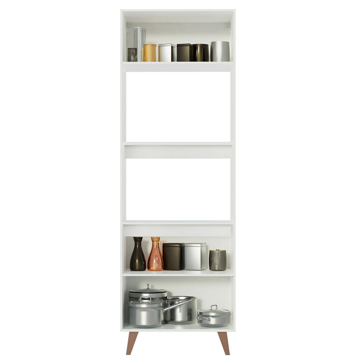 Mueble Auxiliar de Cocina Reims Blanco 70x210cm Con Patas y Mesón de Madera