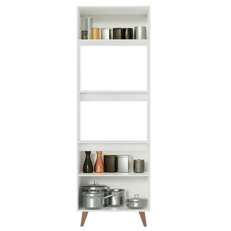Mueble Auxiliar de Cocina Reims Blanco 70x210cm Con Patas y Mesón de Madera
