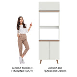 Mueble Auxiliar de Cocina Reims Blanco 70x210cm Con Patas y Mesón de Madera