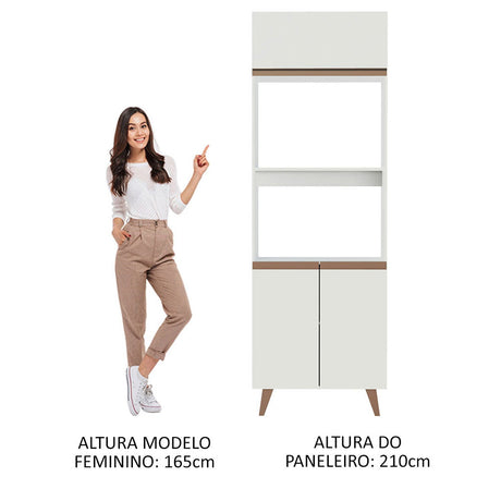 Mueble Auxiliar de Cocina Reims Blanco 70x210cm Con Patas y Mesón de Madera