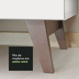 Mueble Auxiliar de Cocina Reims Blanco 70x210cm Con Patas y Mesón de Madera