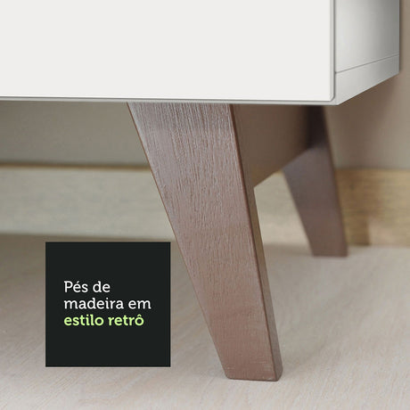 Mueble Auxiliar de Cocina Reims Blanco 70x210cm Con Patas y Mesón de Madera