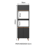 Mueble Auxiliar de Cocina reims Negro 70x210cm Con Patas y Mesón de Madera - BARRAS Y MUEBLES AUXILIARES | Bylmo