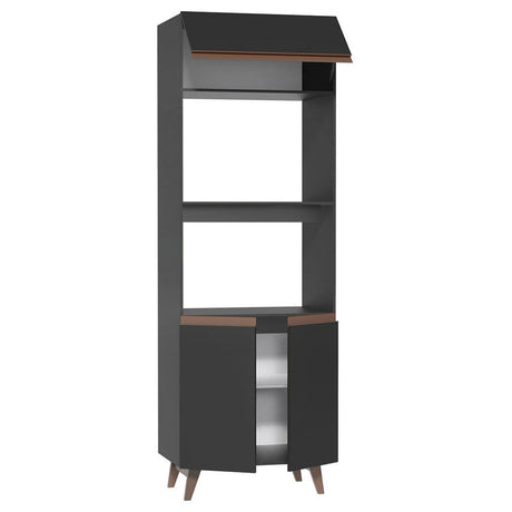 Mueble Auxiliar de Cocina reims Negro 70x210cm Con Patas y Mesón de Madera - BARRAS Y MUEBLES AUXILIARES | Bylmo