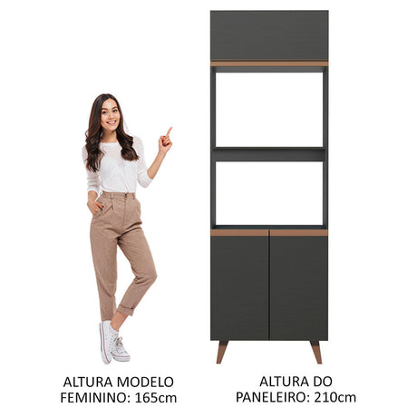 Mueble Auxiliar de Cocina reims Negro 70x210cm Con Patas y Mesón de Madera - BARRAS Y MUEBLES AUXILIARES | Bylmo