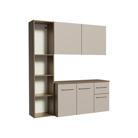 Cocina Easy Marron y Crema 120x136cm con Mesón y sin Pozuelo - COCINAS | Bylmo